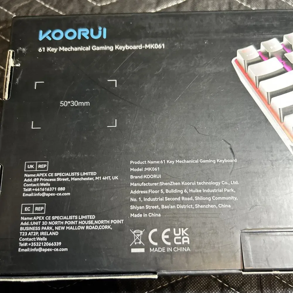 KOORUI MK061 61-Key Mechanical Gaming Keyboard RGB Red Switch USB-C US